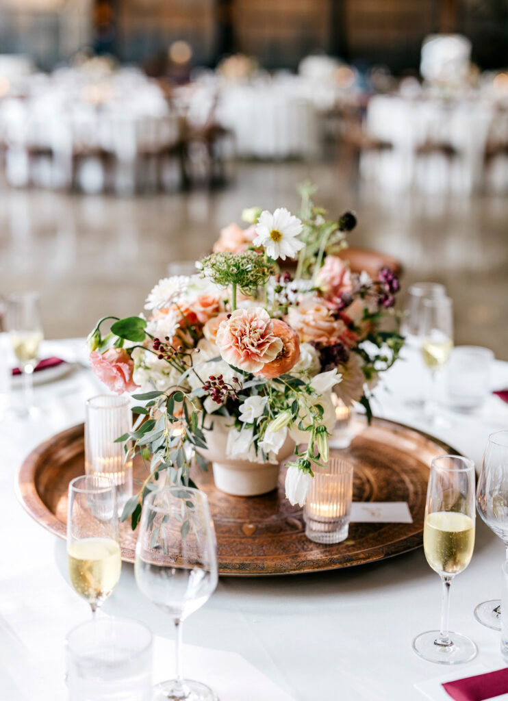 soft hue floral reception table decor