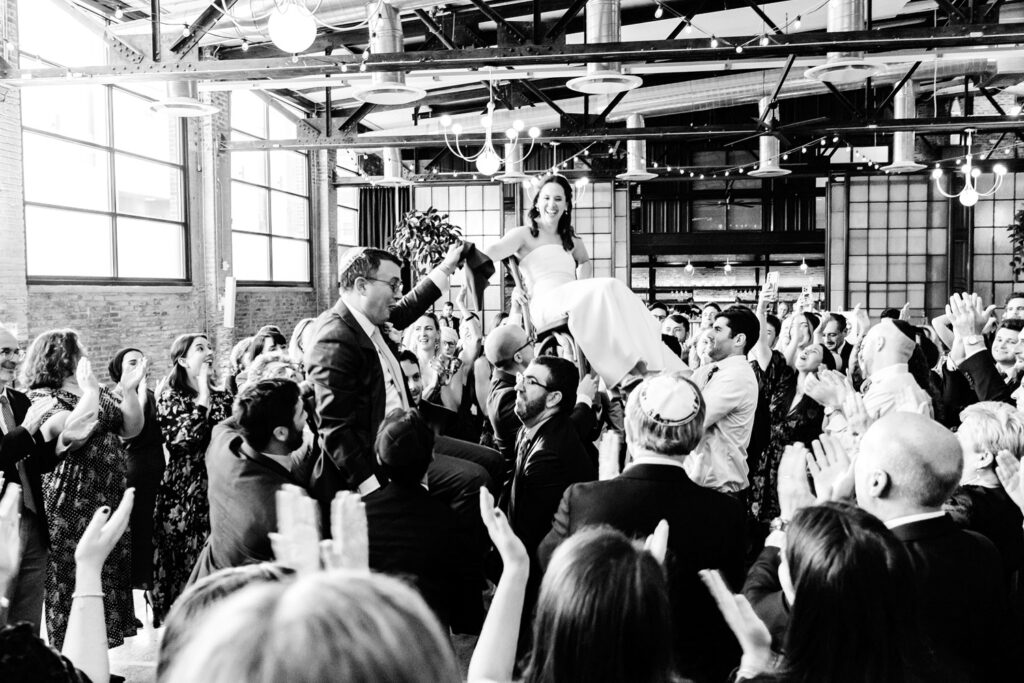 Jewish hora at Philadelphia modern wedding reception