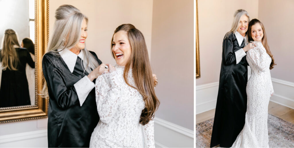 Timeless Philadelphia bride getting ready for her wedding day with her mother