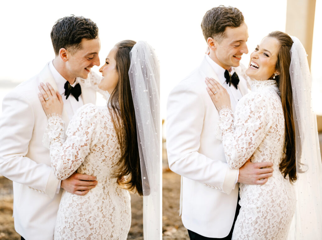 golden hour wedding day portraits of bride and groom by Philadelphia wedding photographer Emily Wren Photography