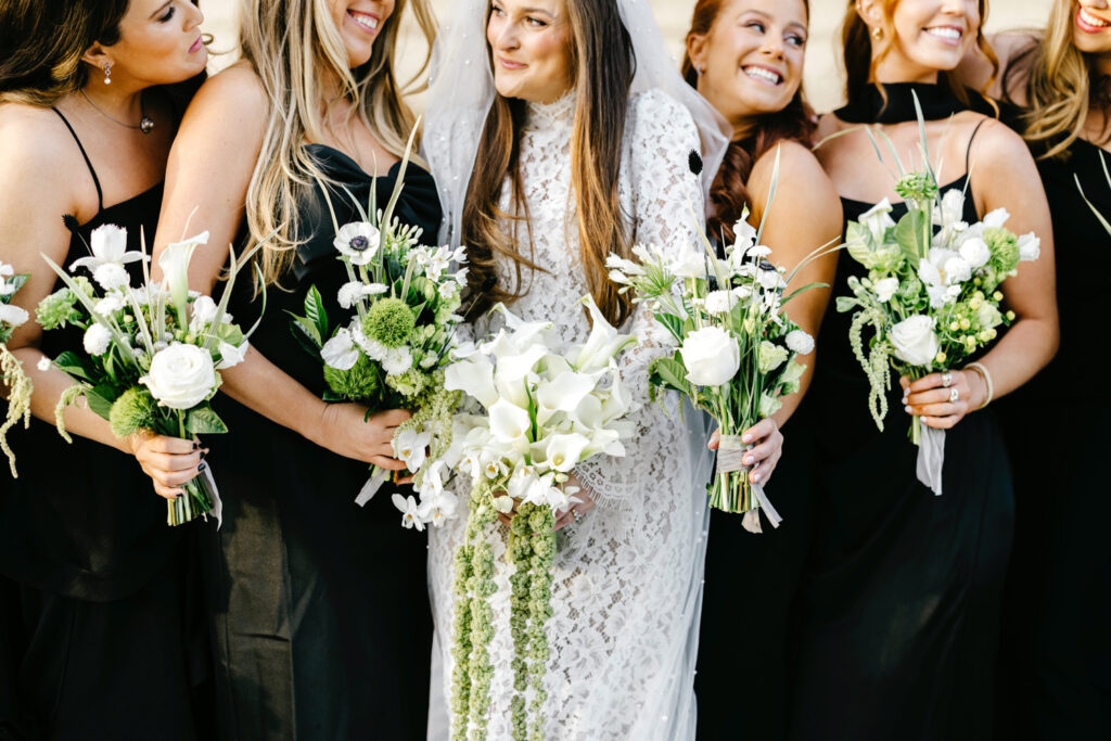 white bridesmaid bouquets