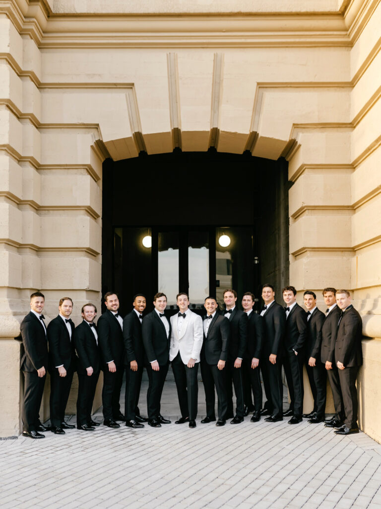 Philadelphia groom with his groomsmen at Cescaphe wedding day at The Switch House