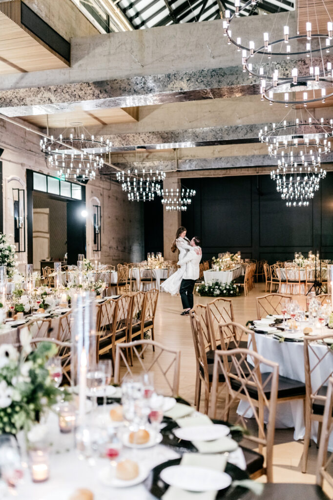 bride and groom's private first dance at Cescaphe wedding reception by Emily Wren Photography