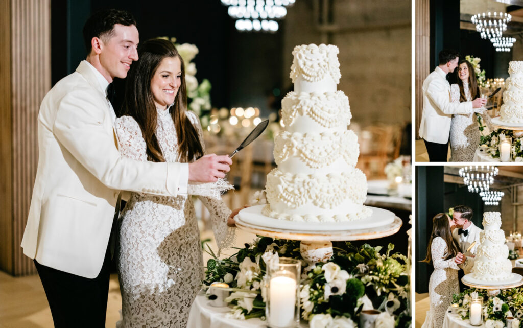 bride and groom's private cake cutting