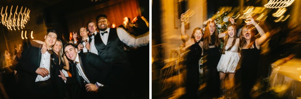 bride and groom dancing and having fun with their guests at their Philadelphia wedding reception