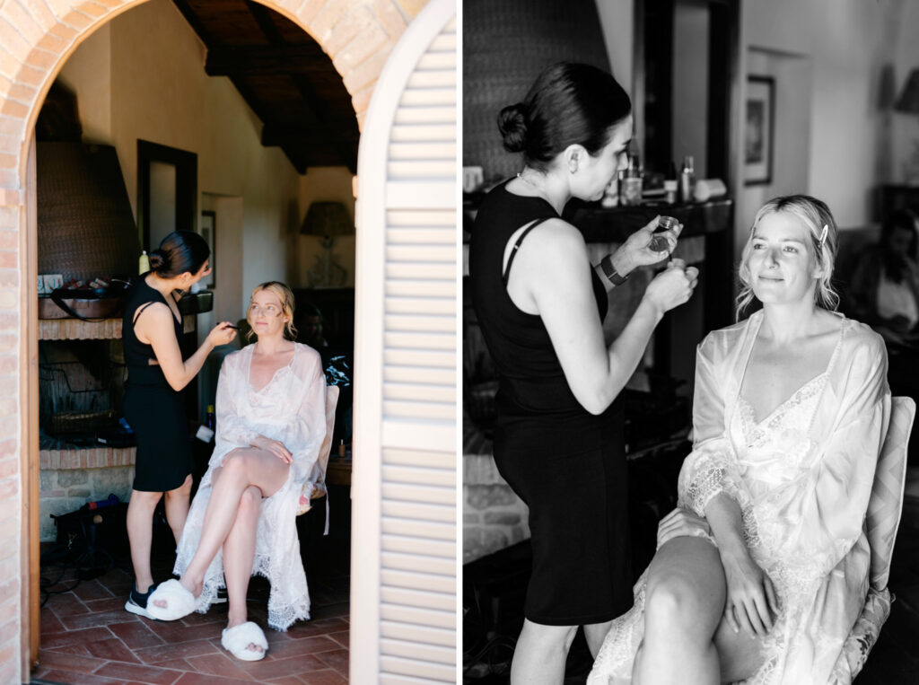 bride getting ready for her wedding in Italy by Emily Wren Photography