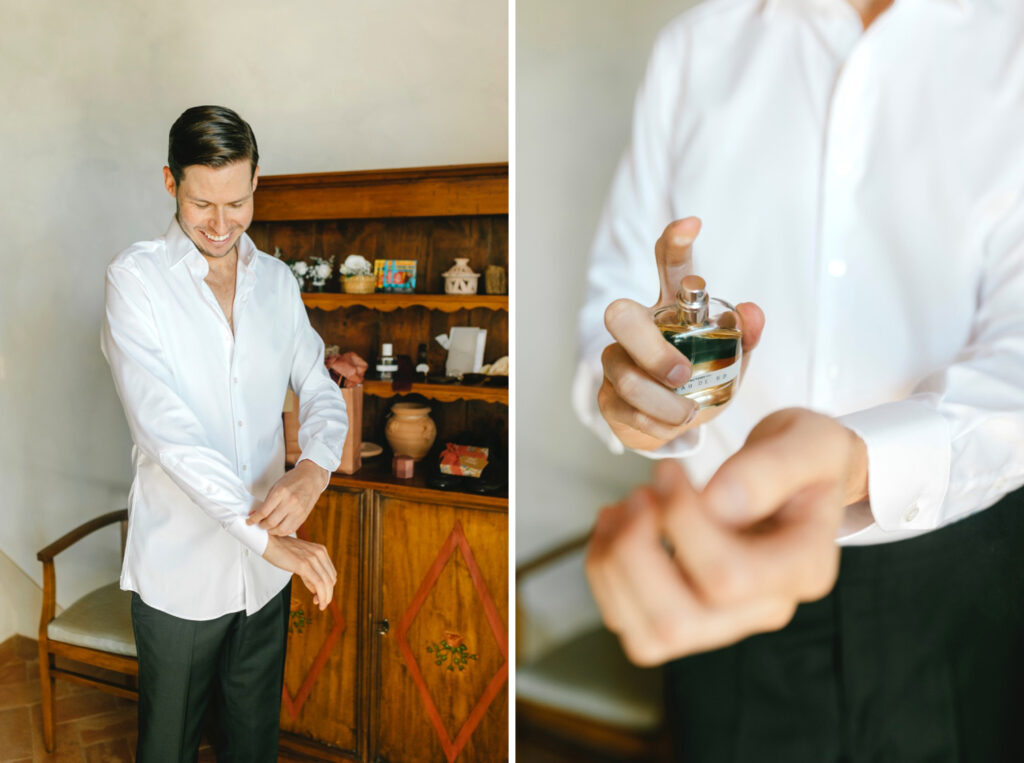 groom getting ready for his Italian wedding day