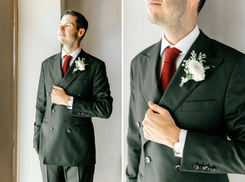 portrait of the groom on his Italian summer wedding day