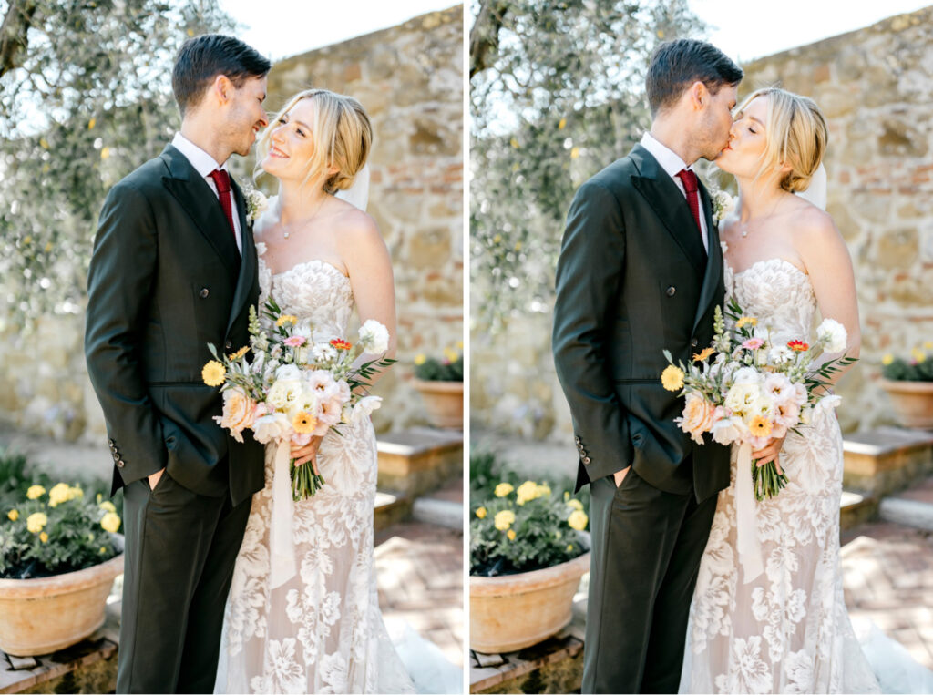 bride & groom portrait on their Italian summer wedding day