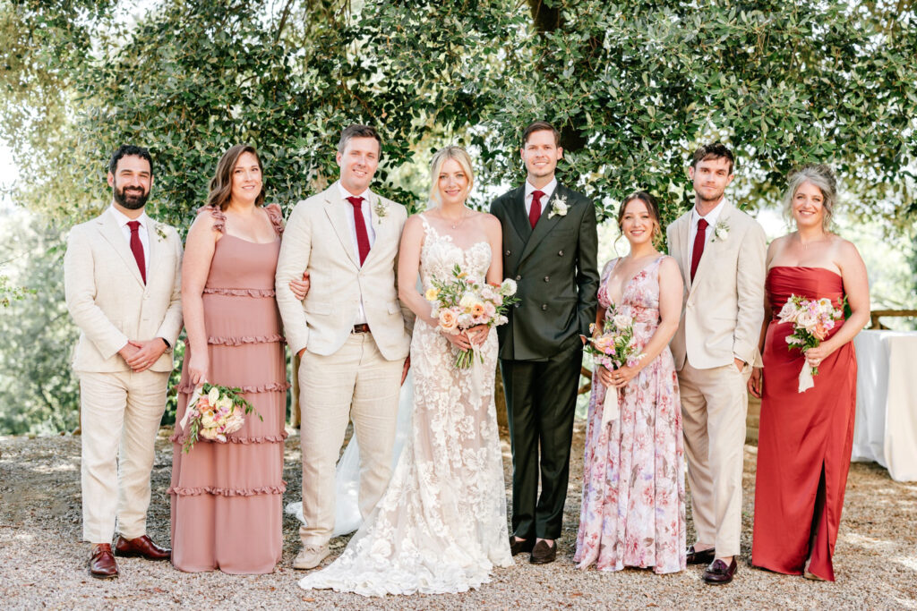 full bridal party for Italian summer wedding day at Borgo Sant'Ambrogio by Emily Wren Photography