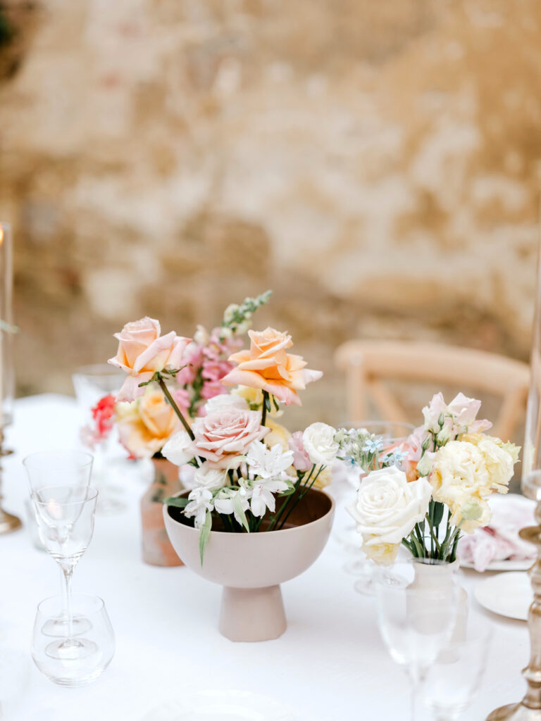 summer wedding reception floral table decor