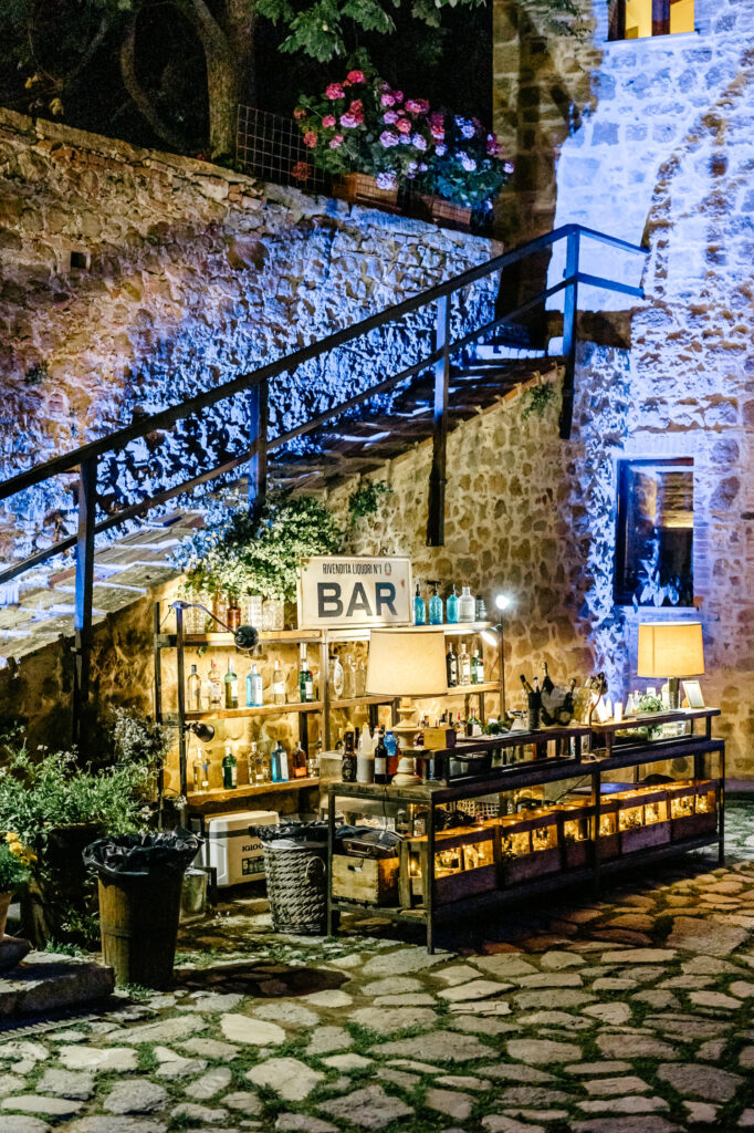 bar setup at Borgo Sant'Ambrogio wedding reception