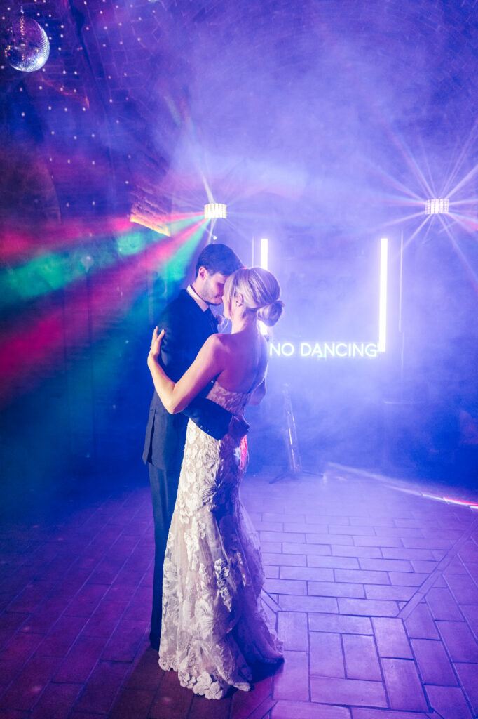 bride & groom's first dance at their Italian wedding reception by Emily Wren Photography