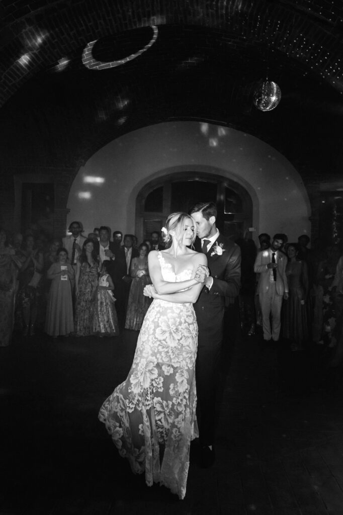 bride & groom's first dance at their Borgo Sant'Ambrogio wedding reception