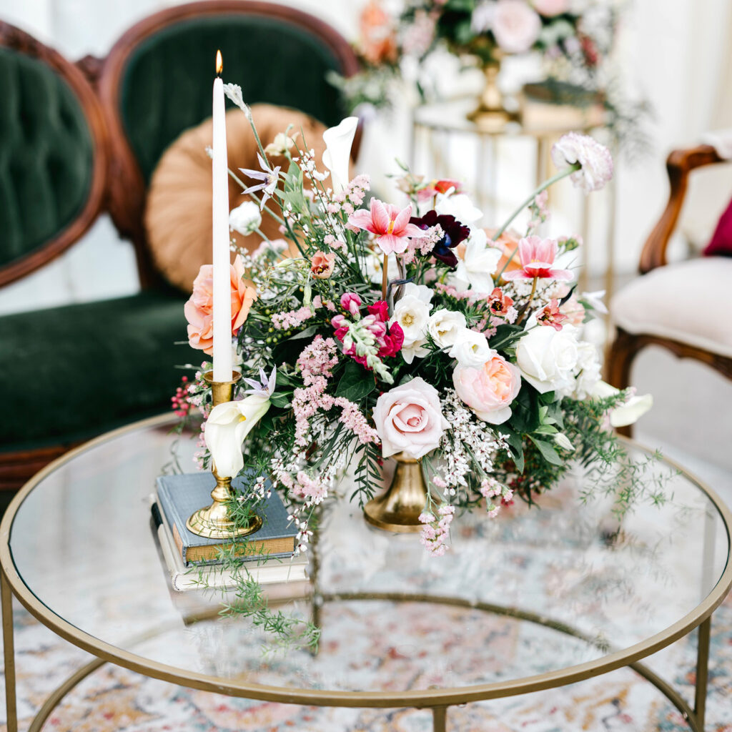 early spring wedding floral arrangements by Emily Wren Photography