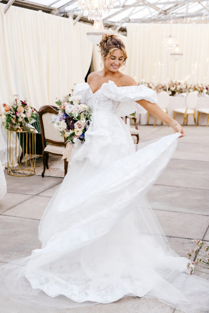 Philly bride in her OUMA wedding gown at her spring wedding by Emily Wren Photography