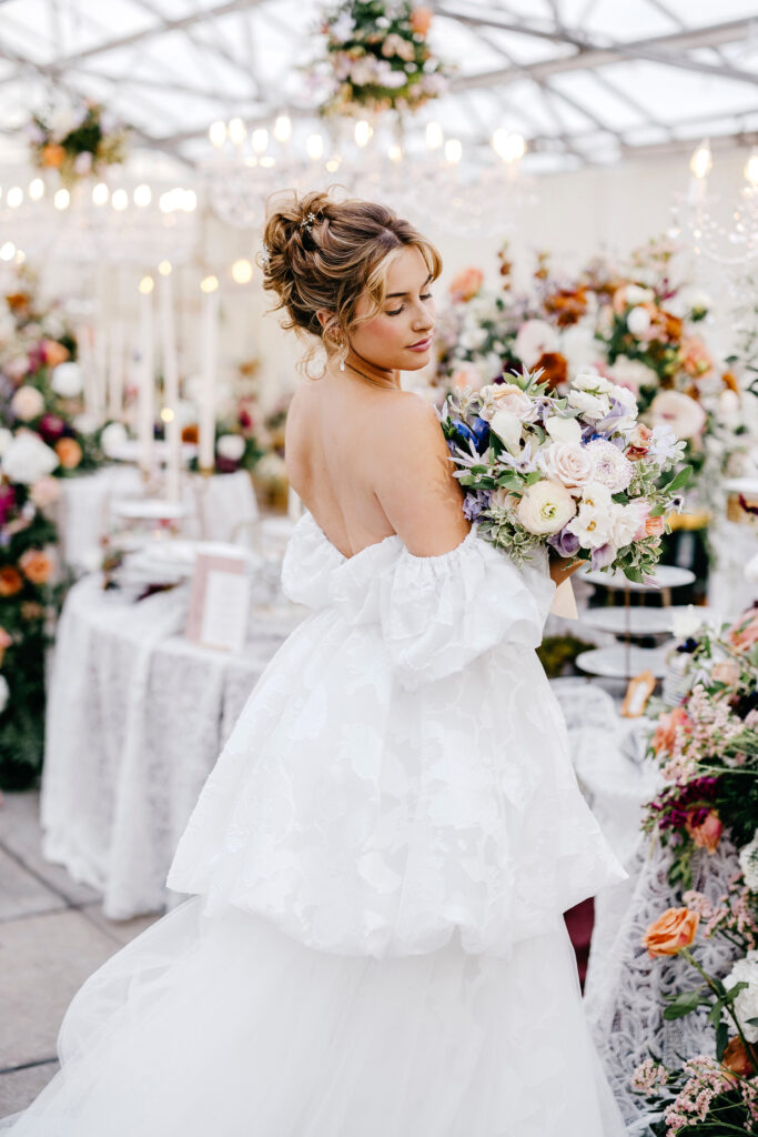 Philadelphia bride at her spring wedding at the Horticulture Center