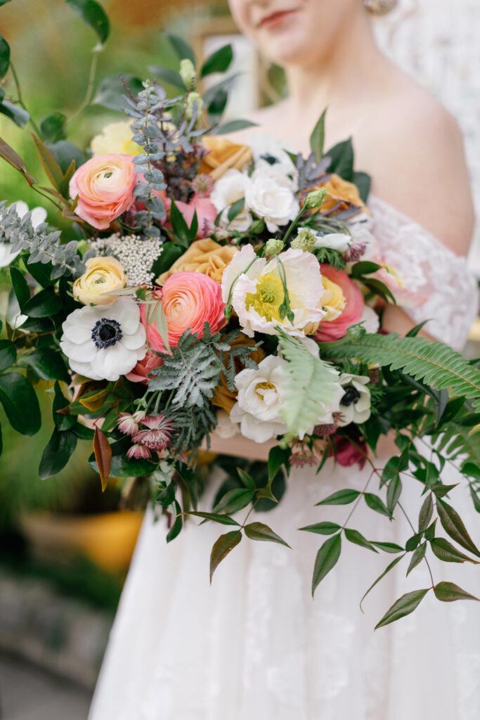 colorful spring bridal florals by Emily Wren Photography
