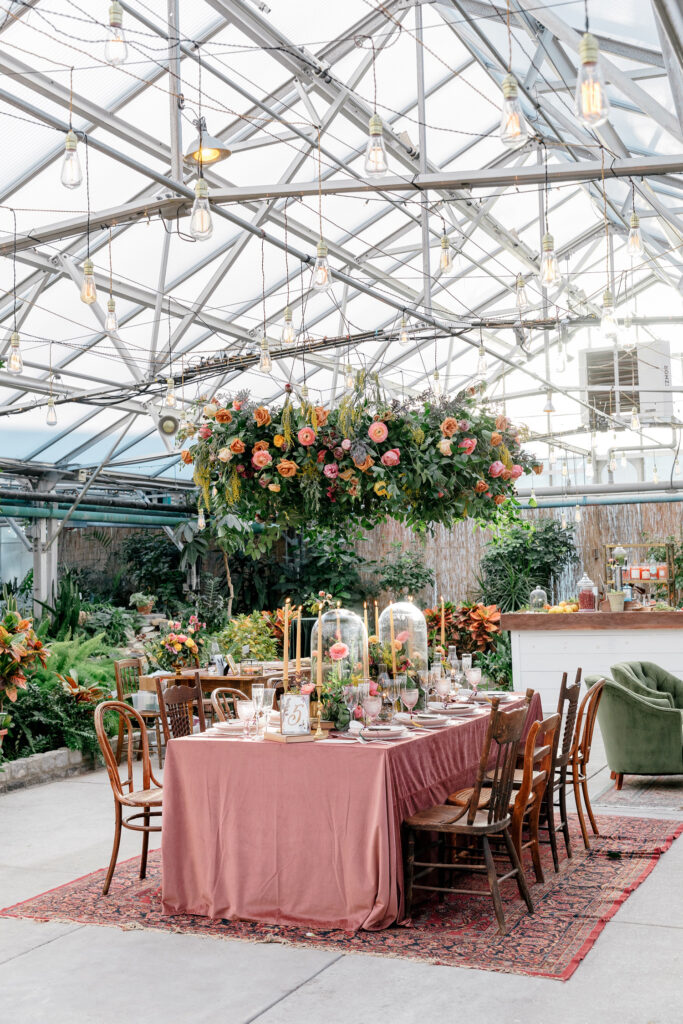spring Philadelphia wedding reception at the Horticultural Center in Fairmount
