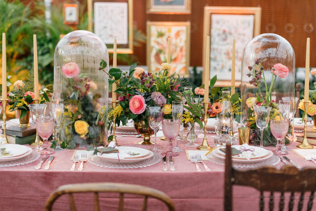 garden wedding reception themed table