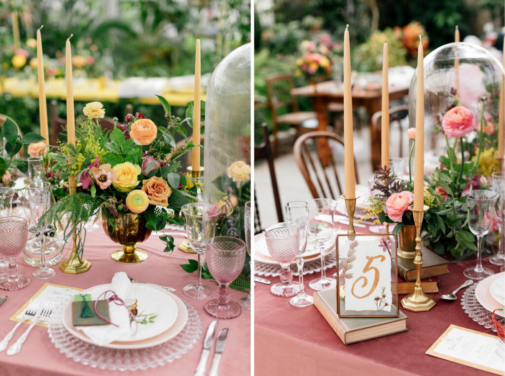 beautiful spring wedding reception table decor and florals at Philadelphia wedding by Emily Wren Photography