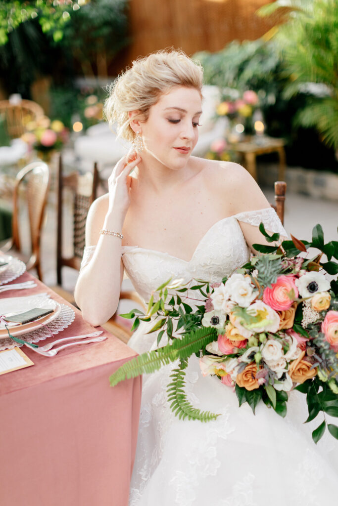 Philadelphia bride at her Horticultural Center spring wedding by Emily Wren Photography