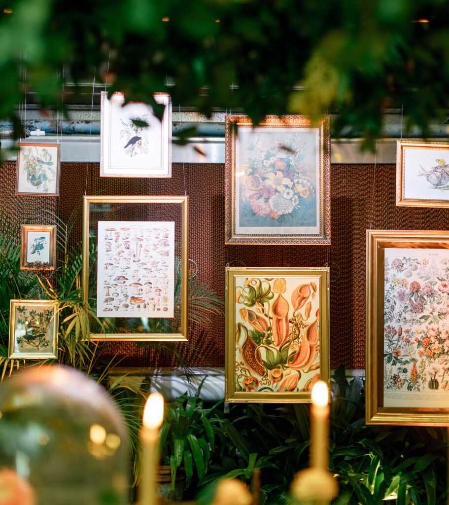 unique art at spring Philadelphia garden inspired wedding reception