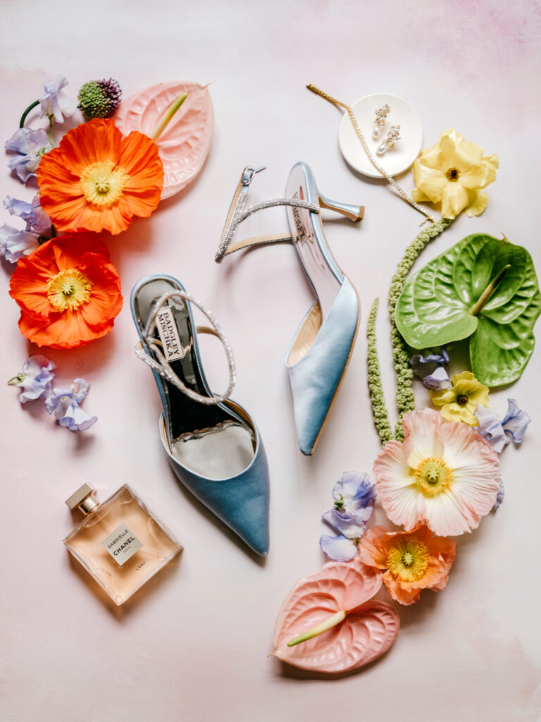 Badgley Mischka blue wedding bridal heels
