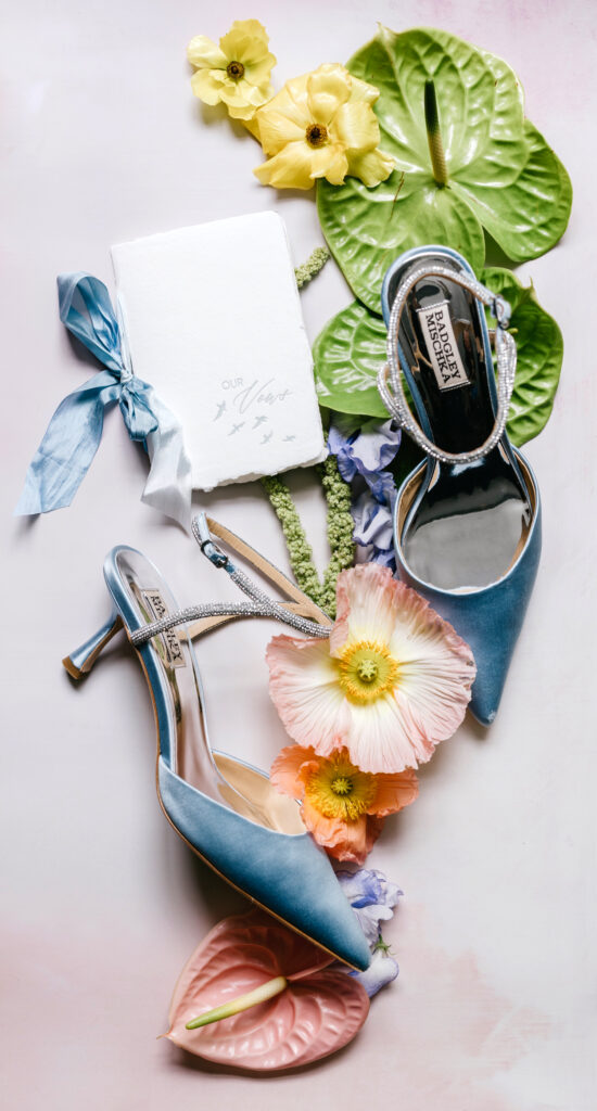 blue spring bridal heels by Philadelphia wedding photographer Emily Wren Photography