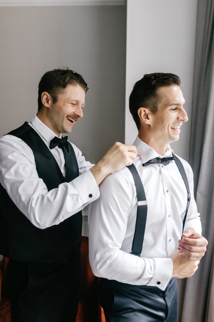 Philadelphia groom getting ready for his spring wedding day
