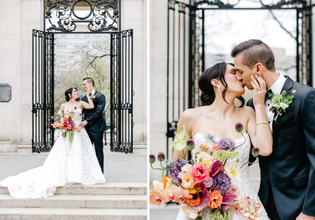 Spring Philadelphia wedding day portraits at the Rodin Museum