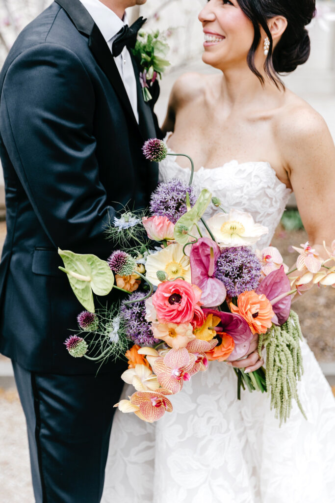 vibrant and colorful bridal bouquet