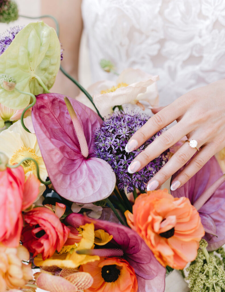 colorful bridal bouquet for spring wedding