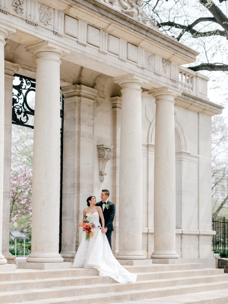 Rodin Museum wedding day portrait session by Philly wedding photographer Emily Wren Photography