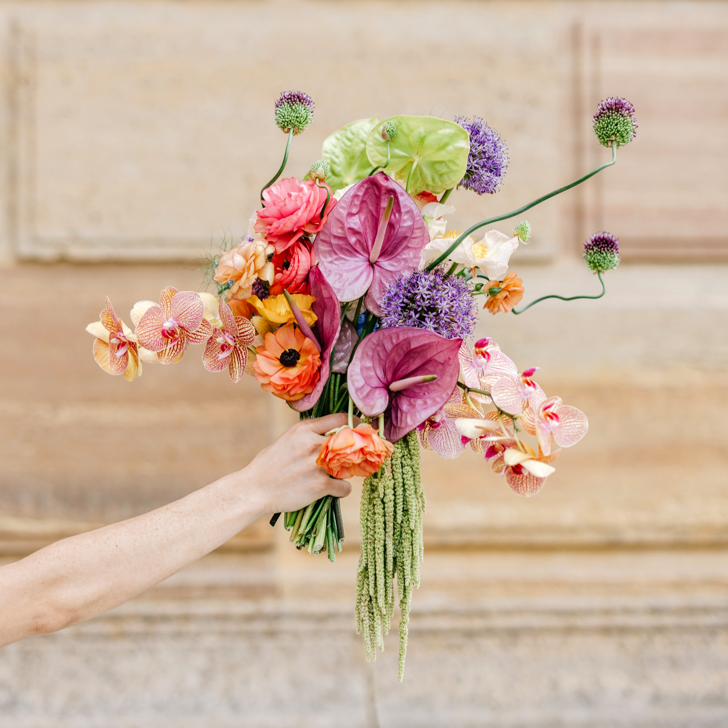 vibrant & colorful garden-inspired bridal bouquet for spring wedding in Philadelphia