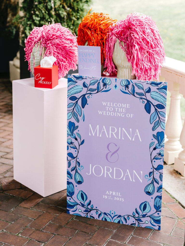 unique & colorful wedding welcome sign by Emily Wren Photography