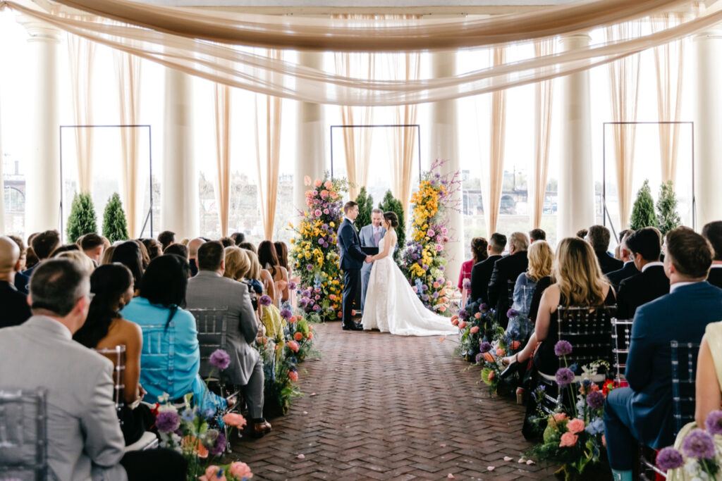 beautiful spring wedding ceremony at Philadelphia Water Works by luxury wedding photographer Emily Wren Photography