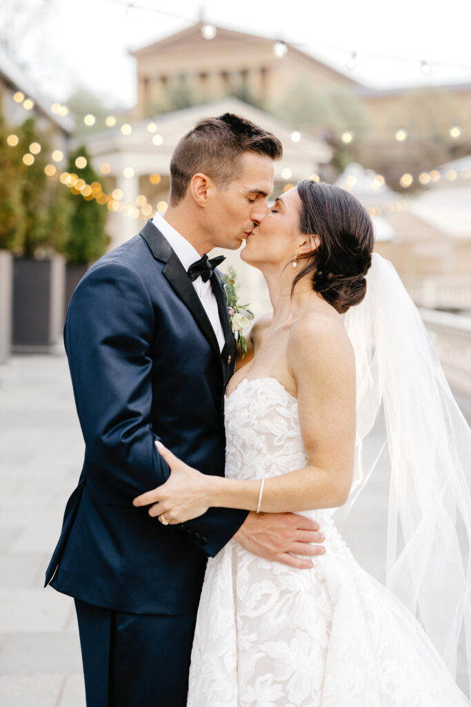 portrait of Philadelphia bride & groom on their Cescaphe wedding day by Emily Wren Photography