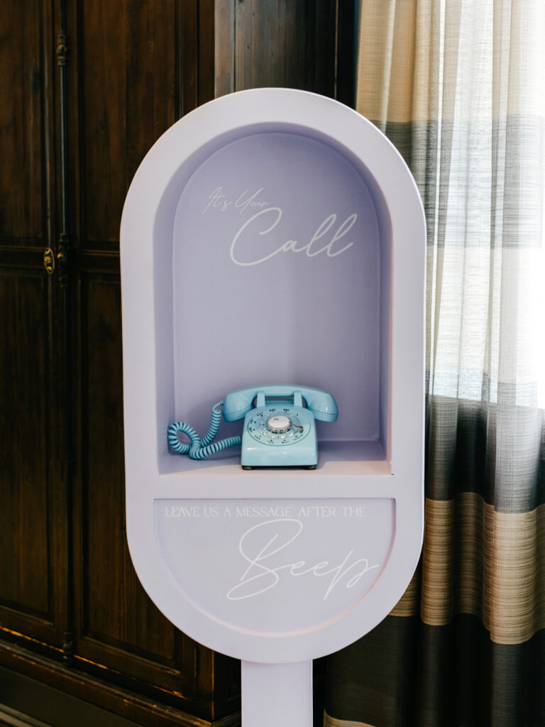 rotary phone voicemail wedding guestbook at spring Philly wedding