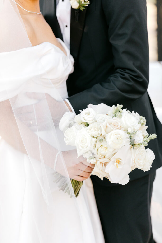 all white bridal bouquet by Emily Wren Photography