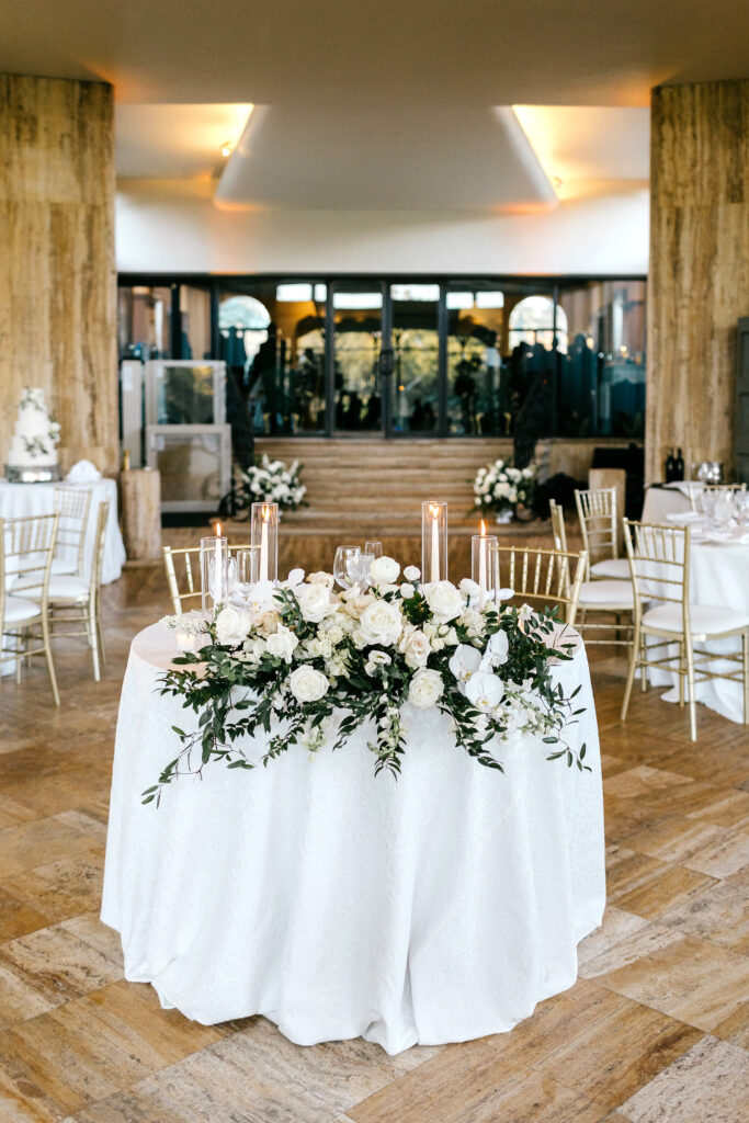 all white sweetheart table at New Jersey wedding reception