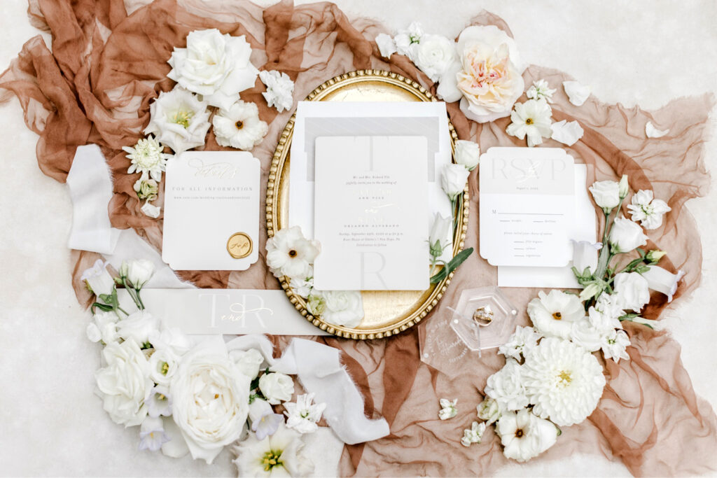 Neutral wedding invitational suite by Emily Wren Photography