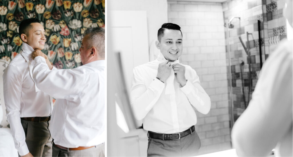 Pennsylvania groom getting ready for his early fall wedding day
