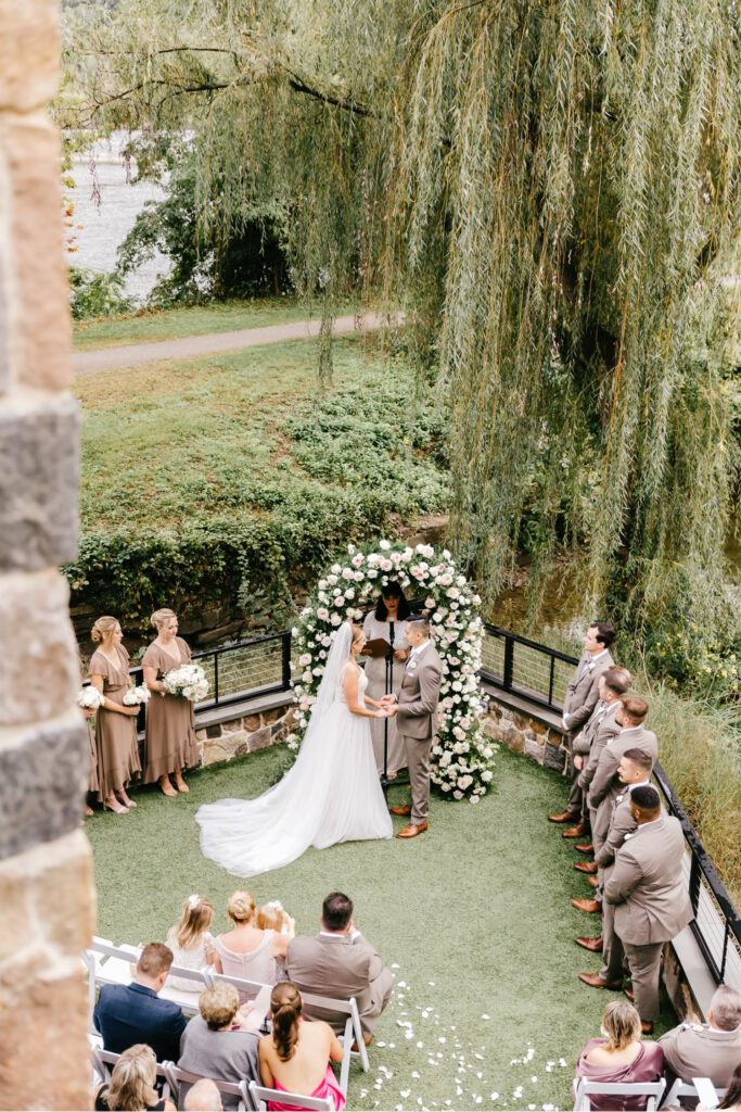 outdoor New Hope wedding ceremony by Pennsylvania wedding photographer Emily Wren Photography