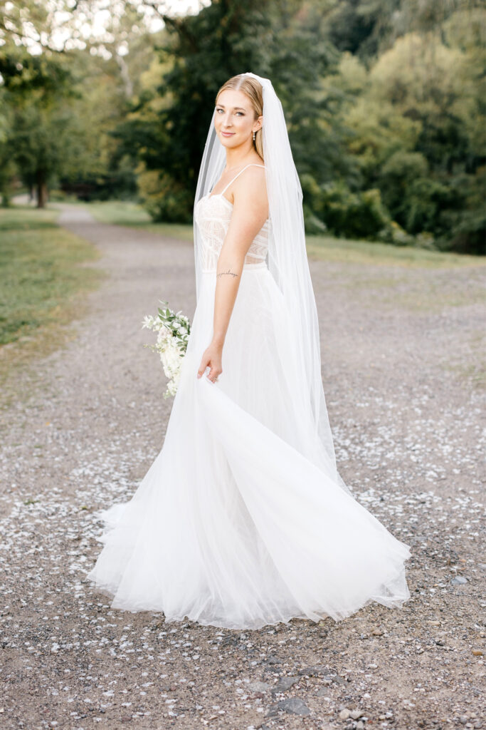 bridal portrait at River House at Odettes in New Hope