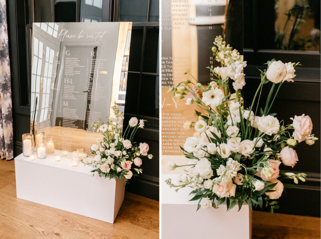 mirror wedding reception sign