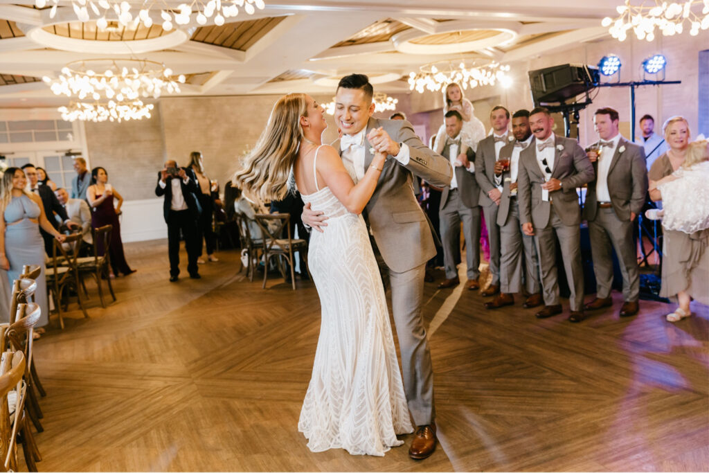 bride & grooms first dance at their River House at Odette's wedding reception