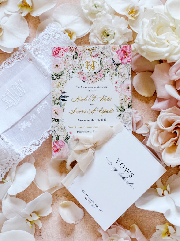 pink floral wedding invitation