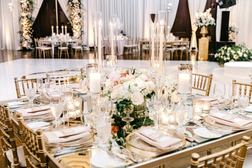 elegant & luxurious wedding reception decor at The Union League by Emily Wren Photography