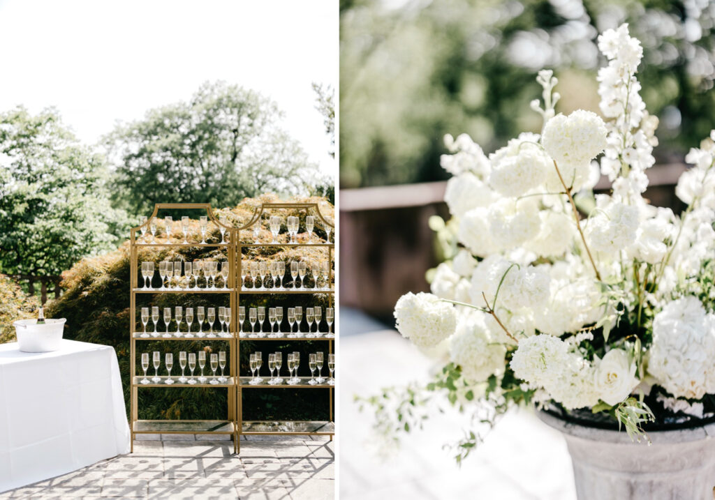 champagne bar for outdoor wedding ceremony